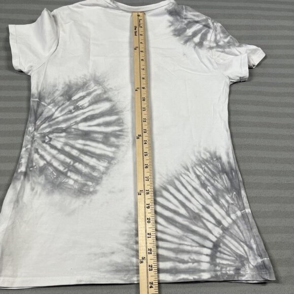 Moose Knuckles Shirt Womens Small White Tie Dye Logo Crew Neck 100% Cotton Tee - Picture 7 of 7